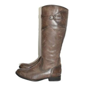 $400 Frye Molly BUTTON Knee High Leather Riding Tall SMOKE BROWN 8 .5 (MG29)